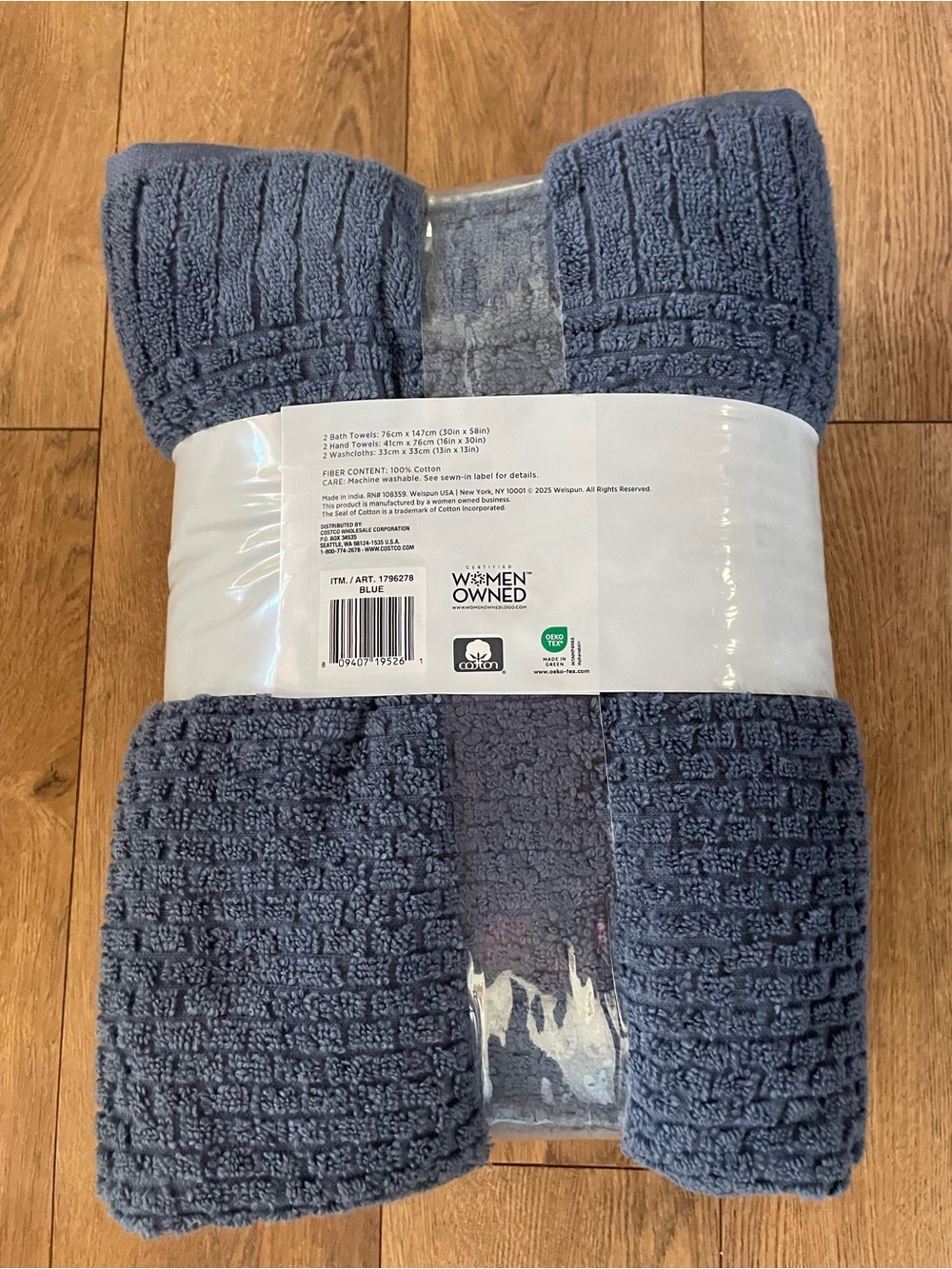 WelHome Textured Towels - 6-piece Set, Blue - Picture 3 of 4